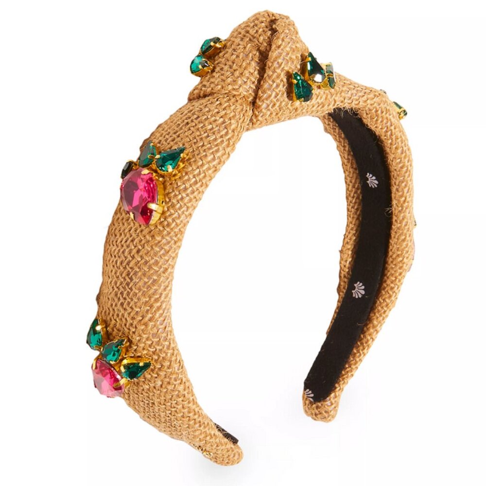 Lele Sadoughi Kids Radish Crystal-Embellished Knotted Headband in Natural NWT
